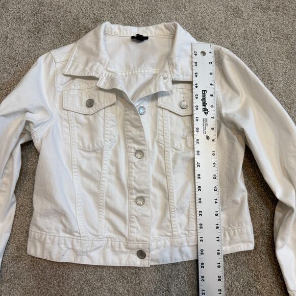 a.n.a. large distressed button front jean denim jacket C 2714 - Picture 3 of 11